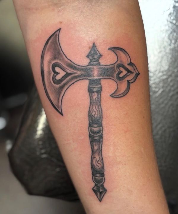 ax tattoo with hearts gabriella